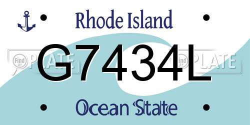 G7434L Rhode Island License Plate