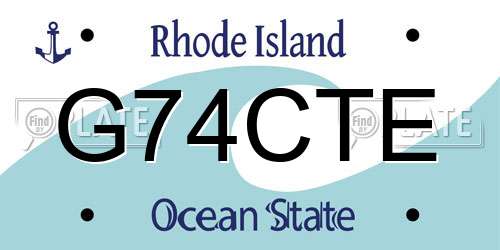 G74CTE Rhode Island License Plate