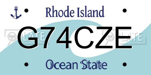 G74CZE Rhode Island License Plate