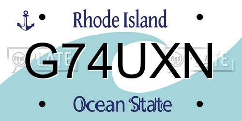 G74UXN Rhode Island License Plate