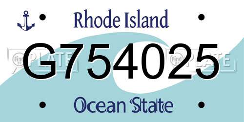 G754025 Rhode Island License Plate