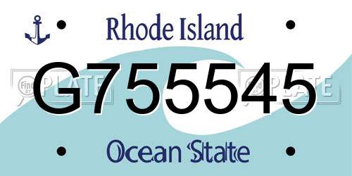 G755545 Rhode Island License Plate
