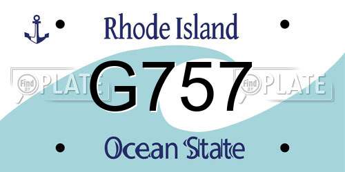 G757 Rhode Island License Plate