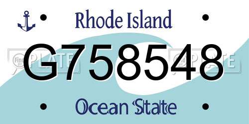 G758548 Rhode Island License Plate