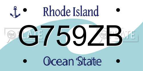 G759ZB Rhode Island License Plate
