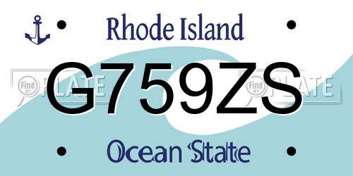 G759ZS Rhode Island License Plate