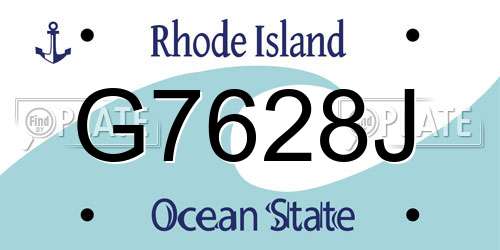 G7628J Rhode Island License Plate