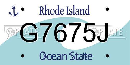 G7675J Rhode Island License Plate