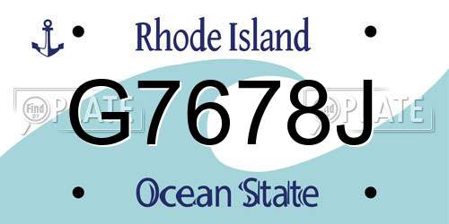 G7678J Rhode Island License Plate
