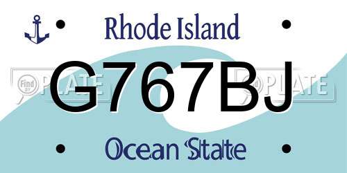 G767BJ Rhode Island License Plate