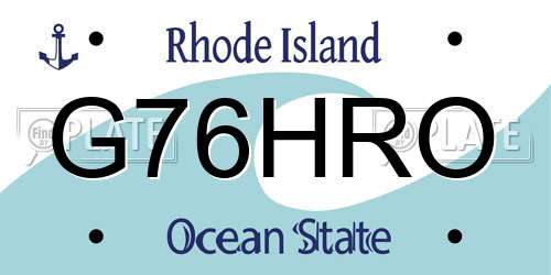 G76HRO Rhode Island License Plate