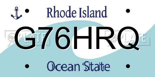 G76HRQ Rhode Island License Plate