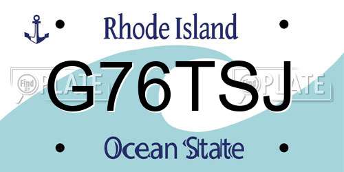 G76TSJ Rhode Island License Plate