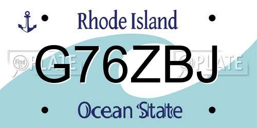 G76ZBJ Rhode Island License Plate