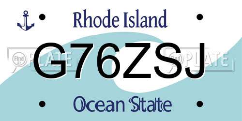 G76ZSJ Rhode Island License Plate
