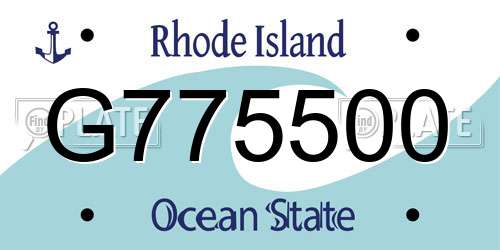 G775500 Rhode Island License Plate