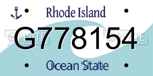 G778154 Rhode Island License Plate
