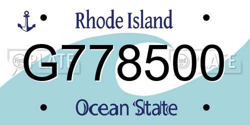 G778500 Rhode Island License Plate