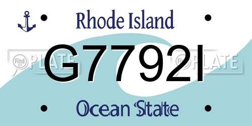 G7792I Rhode Island License Plate