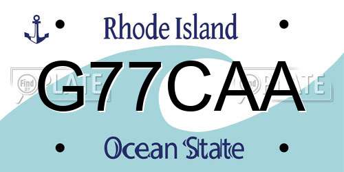 G77CAA Rhode Island License Plate