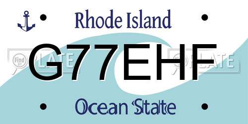 G77EHF Rhode Island License Plate