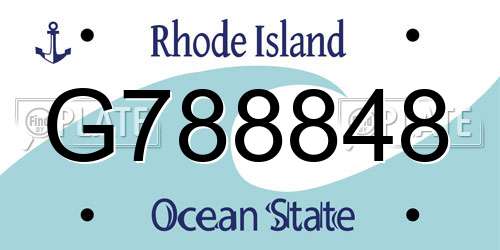 G788848 Rhode Island License Plate