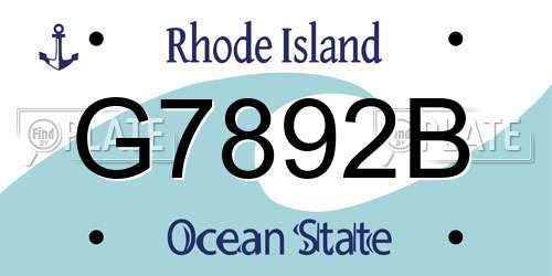 G7892B Rhode Island License Plate