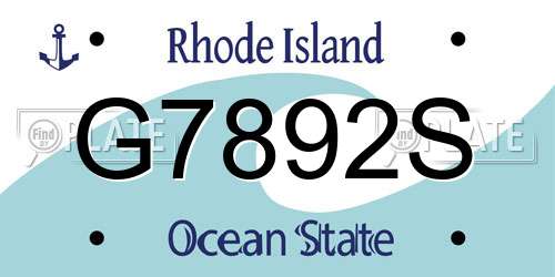 G7892S Rhode Island License Plate