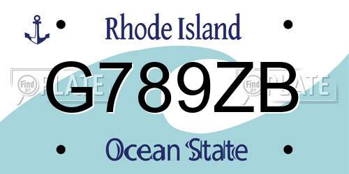 G789ZB Rhode Island License Plate