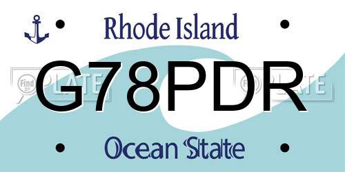 G78PDR Rhode Island License Plate