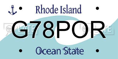 G78POR Rhode Island License Plate
