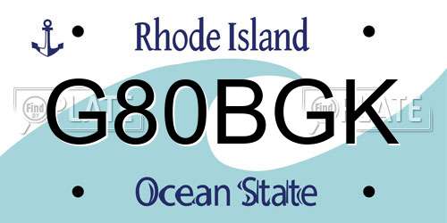 G80BGK Rhode Island License Plate