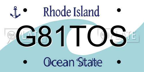 G81TOS Rhode Island License Plate