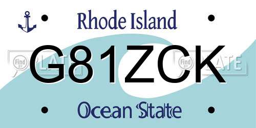 G81ZCK Rhode Island License Plate