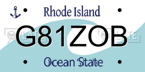 G81ZOB Rhode Island License Plate