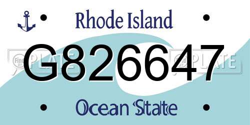 G826647 Rhode Island License Plate