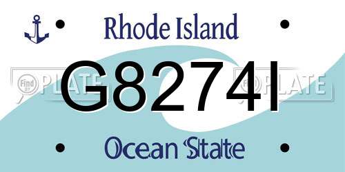 G8274I Rhode Island License Plate