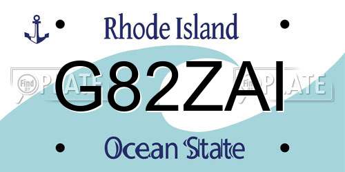 G82ZAI Rhode Island License Plate
