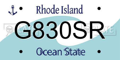 G830SR Rhode Island License Plate