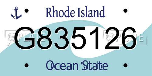 G835126 Rhode Island License Plate