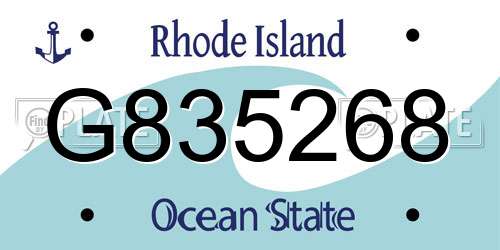 G835268 Rhode Island License Plate