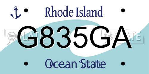 G835GA Rhode Island License Plate