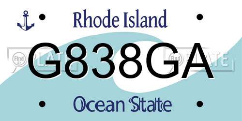 G838GA Rhode Island License Plate