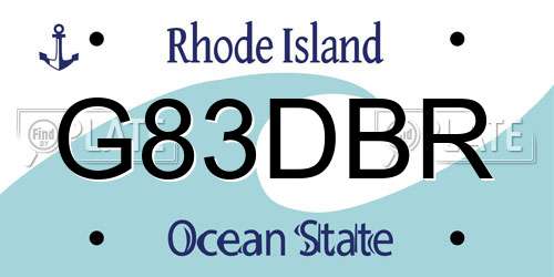 G83DBR Rhode Island License Plate