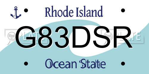 G83DSR Rhode Island License Plate