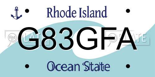 G83GFA Rhode Island License Plate
