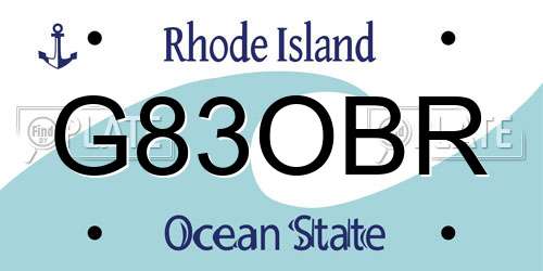 G83OBR Rhode Island License Plate