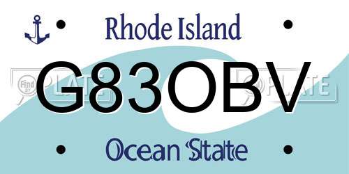 G83OBV Rhode Island License Plate