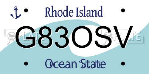 G83OSV Rhode Island License Plate
