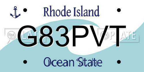 G83PVT Rhode Island License Plate